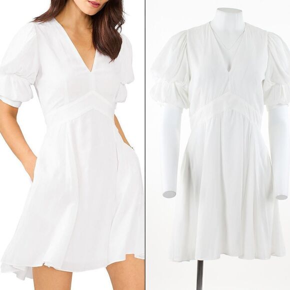 1.state Women's Short Puff Sleeve Tiered Short Dress - Picture 1 of 5